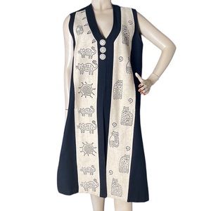 Kitty Cats Long Linen Sleveless Duster